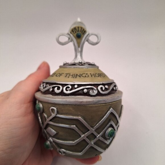 SPIRITUAL HARVEST FAITH PRAYER BOX GREEN JEWELED SILVER TONE - Picture 10 of 10